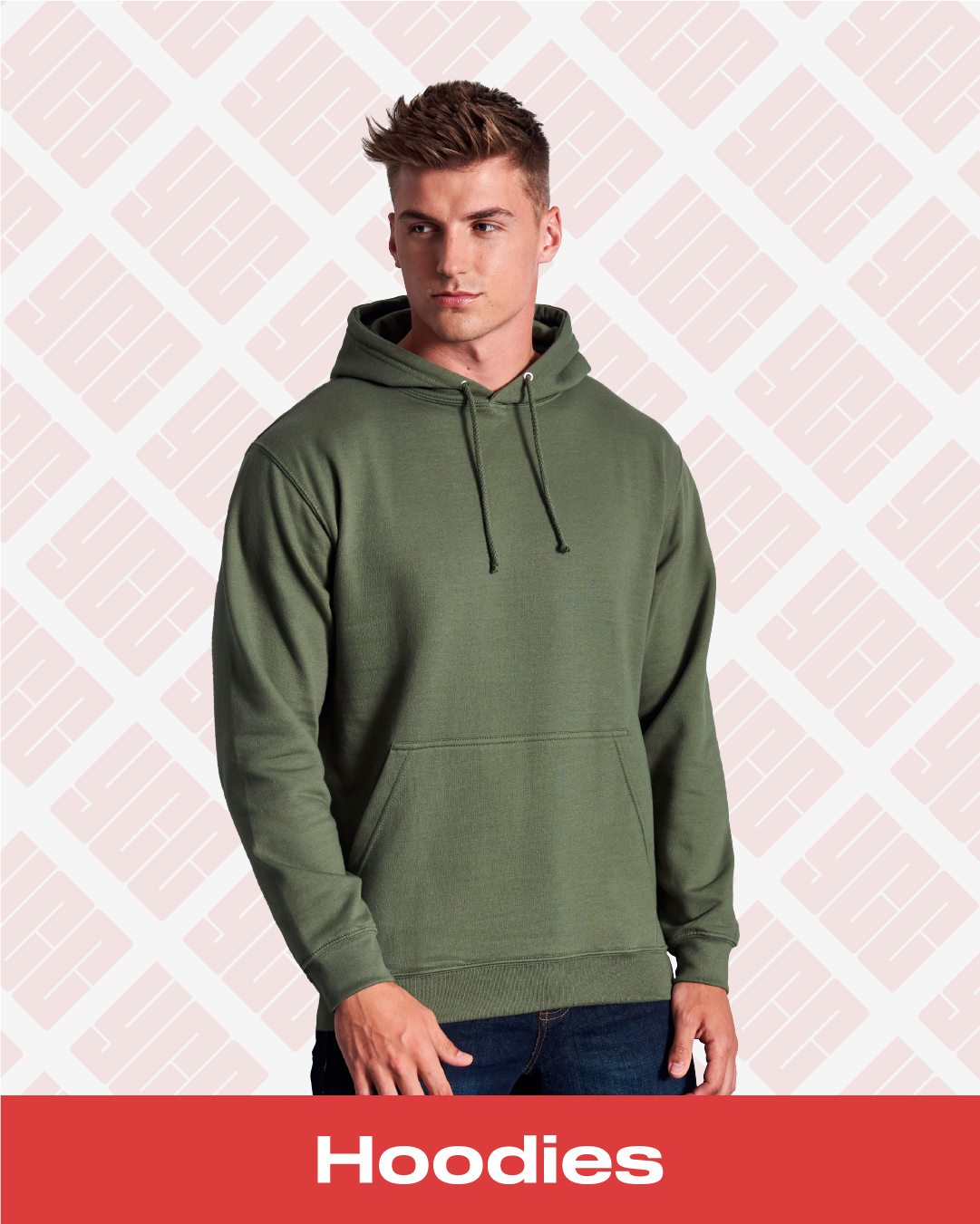Hoodie category image of a man modelling a forest green coloured Anthem AM001 Hoodie